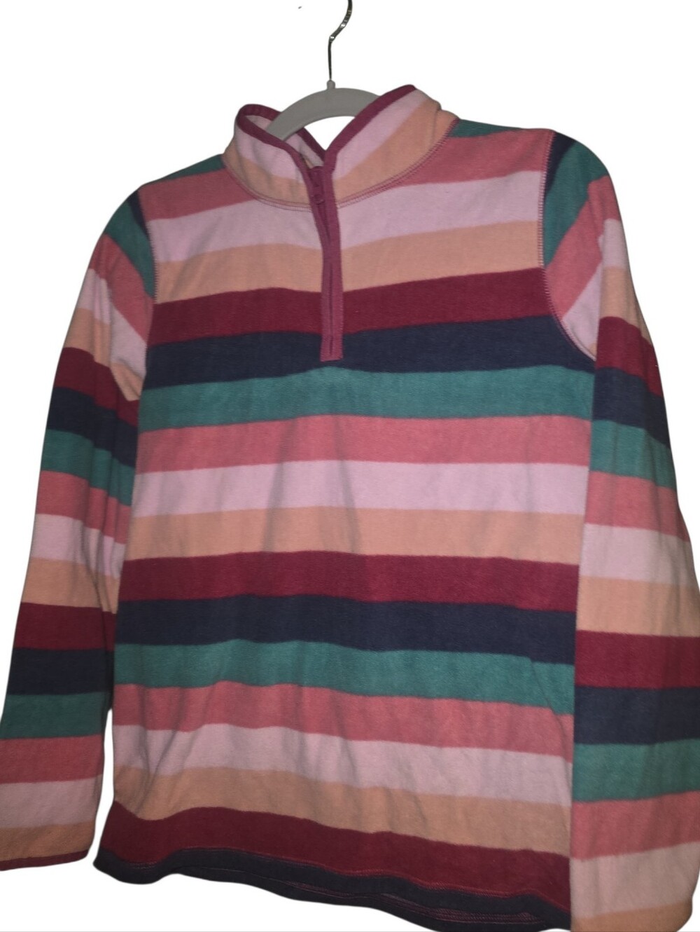 OshKosh B'gosh Girls Size 14 Striped Quarter-Zip Fleece Top -